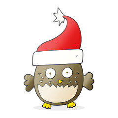 cartoon owl wearing christmas hat
