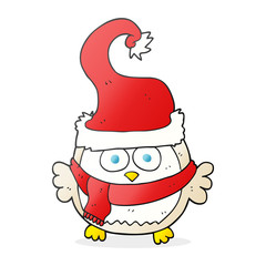 cartoon owl wearing christmas hat