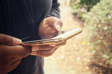 Woman using smart phone