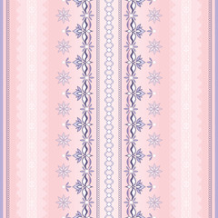 Vintage seamless violet border on light pink background.