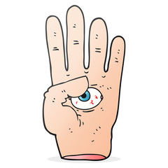 cartoon spooky hand with eyeball