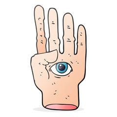 cartoon spooky hand with eyeball