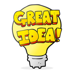 cartoon great idea light bulb symbol