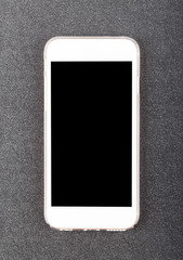 Mobile phone on black table background, clipping path inside