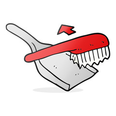 cartoon dust pan and brush