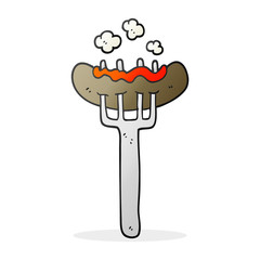 cartoon sausage on fork