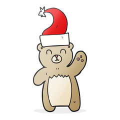 cartoon teddy bear waving
