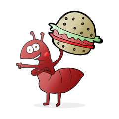 cartoon ant carrying food