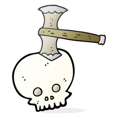 cartoon axe in skull