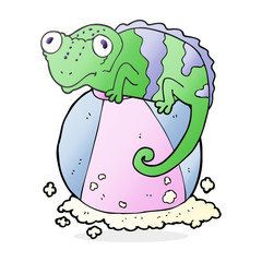 cartoon chameleon on ball