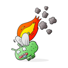 cartoon fly crashing and burning