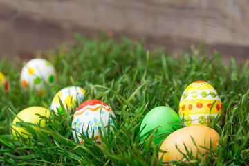 Easter eggs hiding in grass
