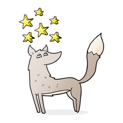 cartoon wolf with stars