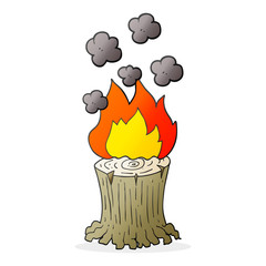 cartoon burning tree stump