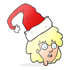 cartoon woman with santa hat