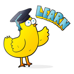 cartoon bird with learn text