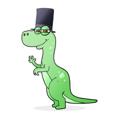 cartoon dinosaur wearing top hat