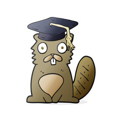 cartoon beaver graduate