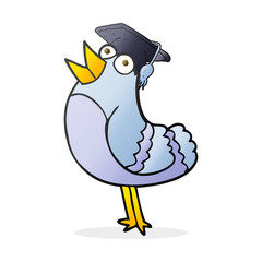 cartoon bird wearing graduation cap