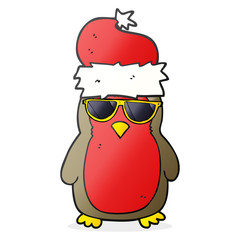 cartoon cool christmas robin