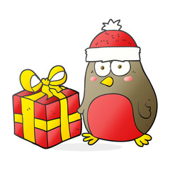 cartoon christmas robin