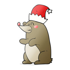 cartoon bear wearing christmas hat