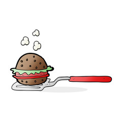 cartoon spatula with burger