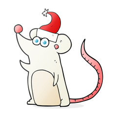 cartoon mouse in christmas hat