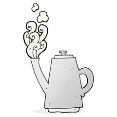 cartoon steaming coffee kettle