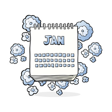 cartoon calendar showing month of january