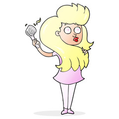 cartoon woman brushing hair