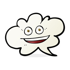 cartoon cloud speech bubble with face