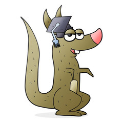 cartoon kangaroo with graduation cap