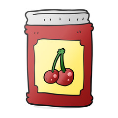 cartoon cherry jam jar