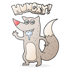 cartoon hungry wolf