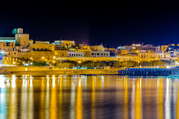 Fototapeta na wymiar Night view of harbor on the Adriatic sea