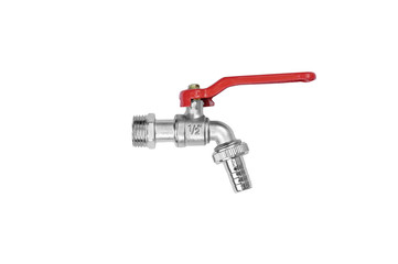Obraz na płótnie Canvas red faucet handle puller and faucet tube (1 inch) (isolated mode