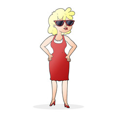 cartoon woman wearing sunglasses