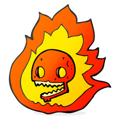 cartoon burning skull
