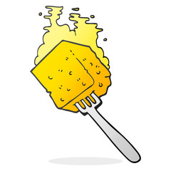 cartoon cheese on fork