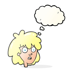 thought bubble cartoon female face