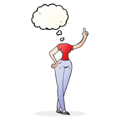 thought bubble cartoon female body with raised hand