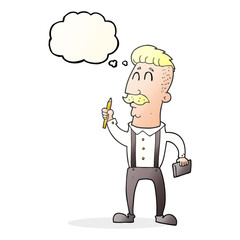 thought bubble cartoon man with notebook
