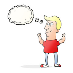 thought bubble cartoon celebrating man