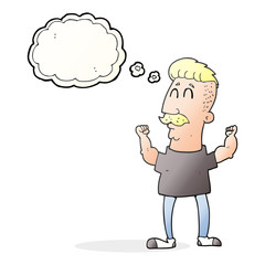 thought bubble cartoon celebrating man