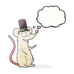 thought bubble cartoon mouse in top hat