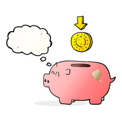 thought bubble cartoon piggy bank