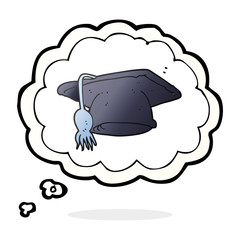 thought bubble cartoon graduation cap