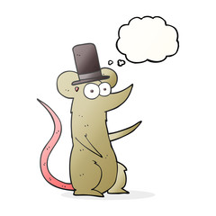 thought bubble cartoon mouse wearing top hat