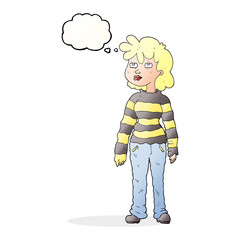 Fototapeta premium thought bubble cartoon woman in casual clothes